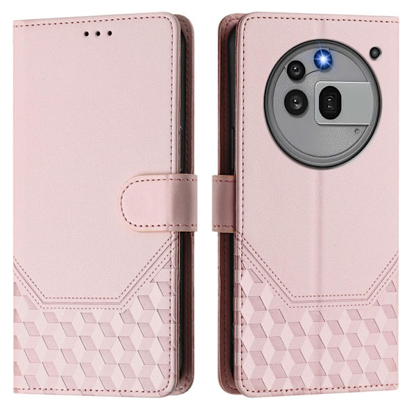 Nothing Phone (3a) Pro Plånboksfodral Imprinted Honeycomb RFID Rosa
