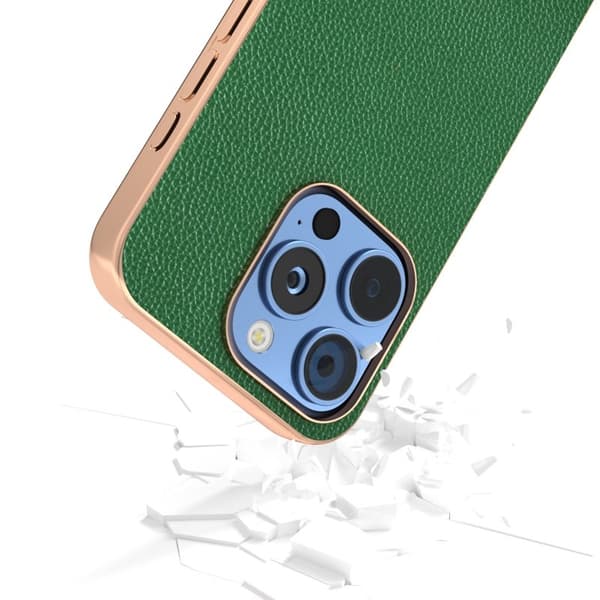 ABEEL Mobilskal till iPhone 16 Pro Max Äkta Läder + PC + TPU Grön