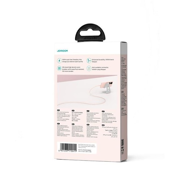 Joyroom USB-C till USB-A kabel 100W 1m Multi-Color - Rosa