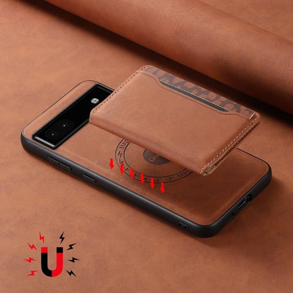 DENIOR D13 Google Pixel 6a Kickstand Fodral PU+PC+TPU Brun