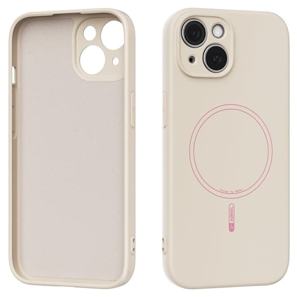 ABEEL Mobilskal till iPhone 15 MagSafe Kompatibel Liquid Silicone Beige