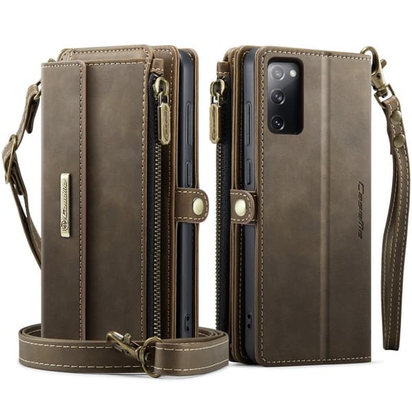 CASEME Konstläder Plånboksfodral för Samsung Galaxy S20 FE - RFID-Skydd, Brun