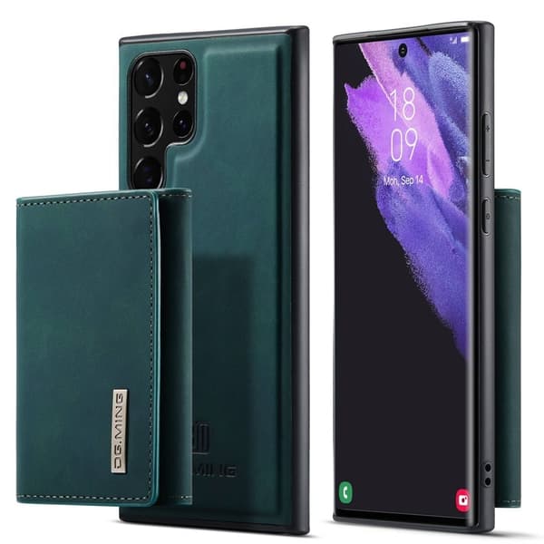 DG.MING M1 Konstläder Plånboksfodral för Samsung Galaxy S23 Ultra - Grön