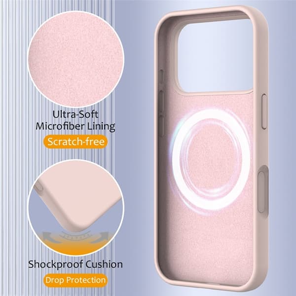 Mobilskal till iPhone 17 Pro MagSafe Silikon Anti-Drop - Rosa Rosa