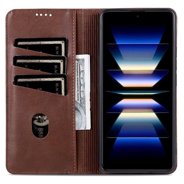 AZNS Samsung Galaxy S24 FE Plånboksfodral Konstläder - Brun