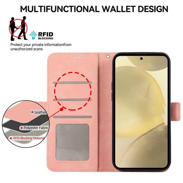 ABEEL Samsung Galaxy S23+ Plånboksfodral Konstläder RFID-Skydd - Rosa
