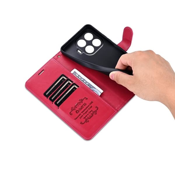 AZNS Xiaomi 15T Pro Plånboksfodral Anti-Scratch Konstläder - Röd