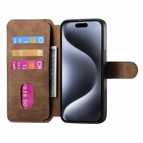 CASENEO iPhone 15 Pro Max Plånboksfodral Konstläder - Brun