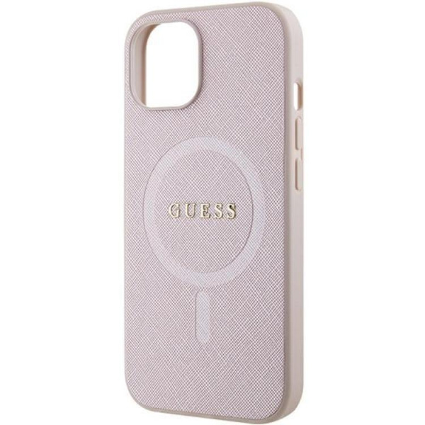 Guess Mobilskal till iPhone 15 Plus Magsafe Saffiano - Rosa