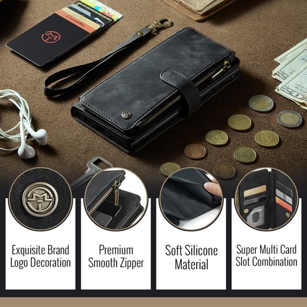 CASEME Google Pixel 10 Pro/10 Konstläder Plånboksfodral Zipper C30 - Svart Svart