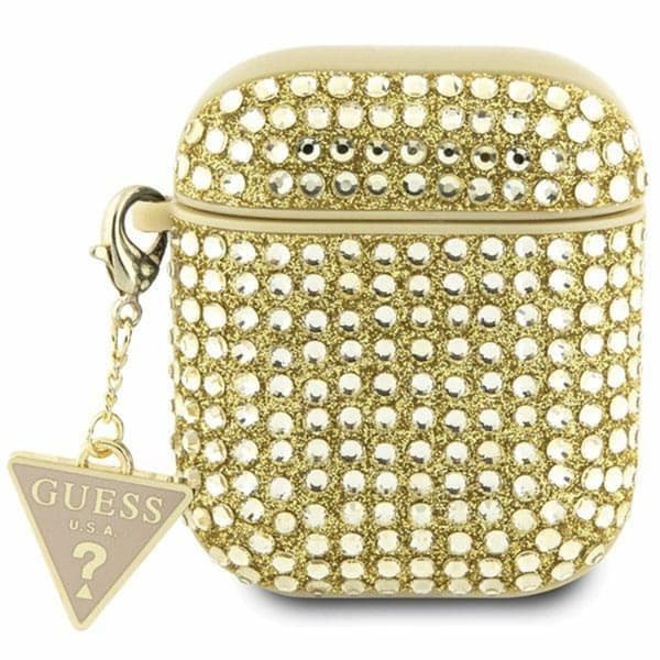 Guess AirPods 1/2 Skal Rhinestone Triangle Charm - Guld Guld