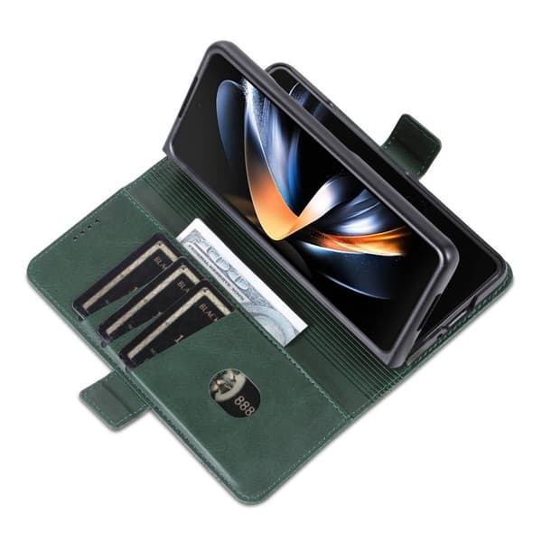 AZNS Samsung Galaxy Z Fold3 5G Plånboksfodral Konstläder - Grön
