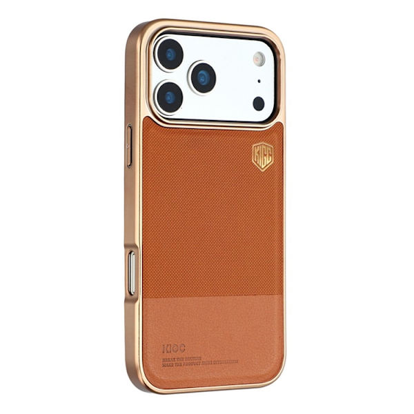 KIGC Mobilskal till iPhone 17 Pro Max Electroplating PC + TPU + PU - Guld Guld