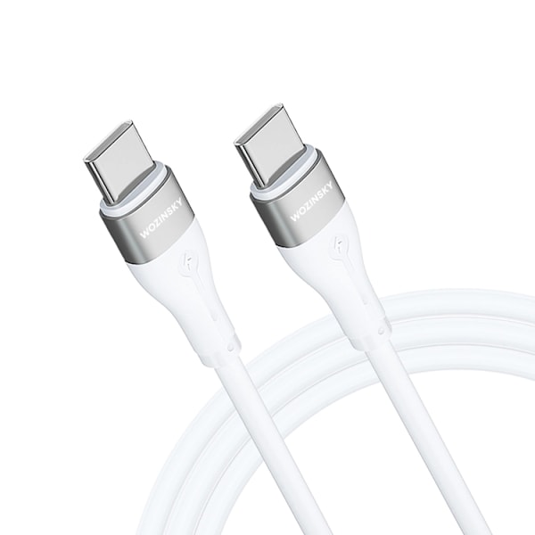 Wozinsky USB-C till USB-C kabel PD 65W 1m - Vit Vit