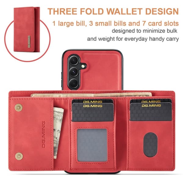 DG.Ming Plånboksfodral för Samsung Galaxy S26 Plus Magnetiskt PU + TPU - Röd
