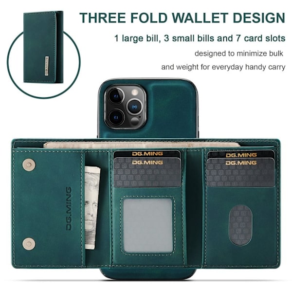 DG.MING M1 Series Magnet Wallet Mobilskal iPhone 13 mini - Grön