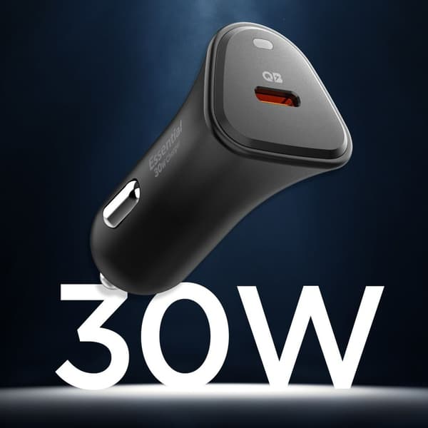 Spigen Biloplader Essential EV301 1-Port 30W - Sort Svart