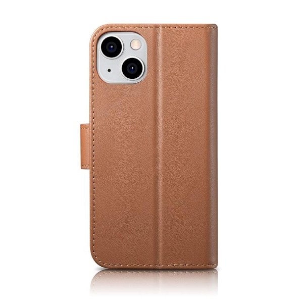 iCarer iPhone 14 Plånboksfodral 2in1 Äkta Läder - Brun