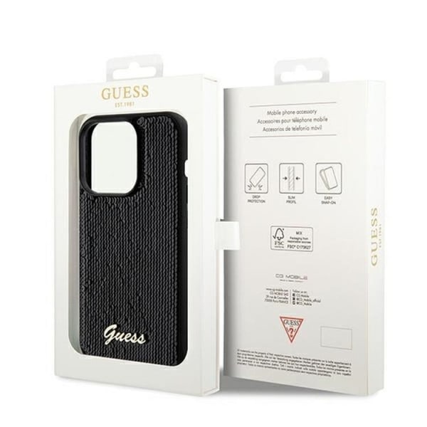 Guess iPhone 14 Pro Max Mobilskal Disco Script Metal - Svart