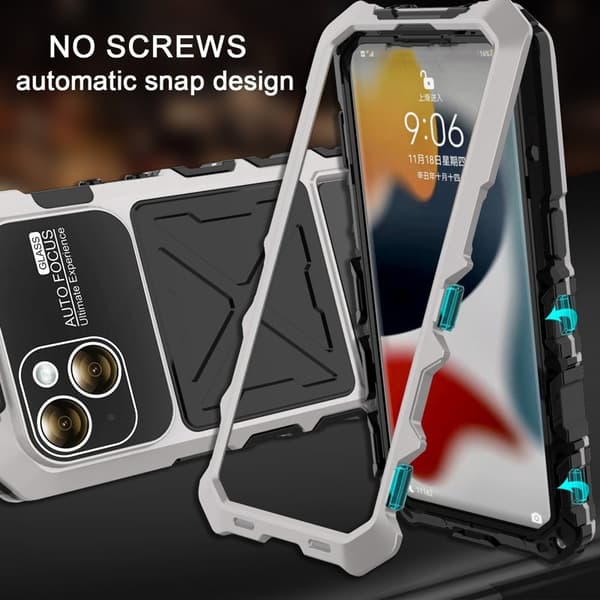 R-JUST Mobilskal till iPhone 15 Plus Shockproof Silikon+Metal Silver