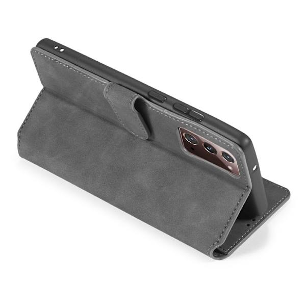 DG.MING Vintage Plånboksfodral Konstläder Samsung Galaxy Note20 Grå