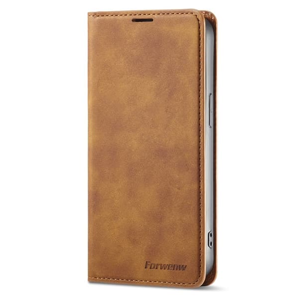 FORWENW iPhone 15 Pro Max Plånboksfodral Konstläder - Brun