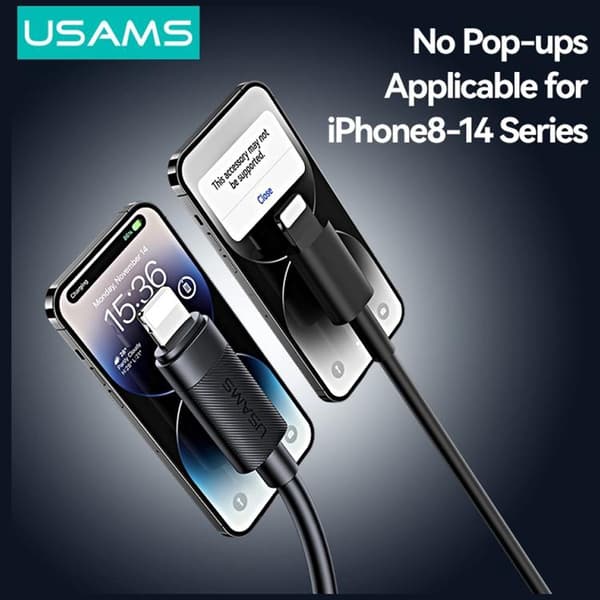 USAMS Lightning til USB-A 12W Kabel 1m U94 - Sort Svart