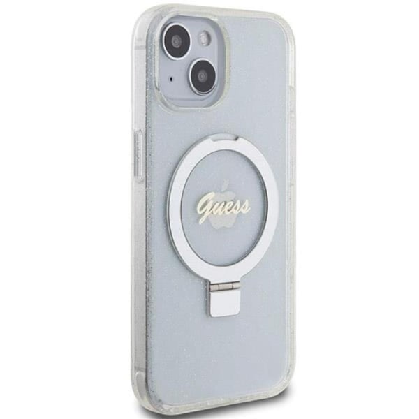 Guess Mobilskal till iPhone 15/14/13 MagSafe Ringställ Script Glitter Transparent