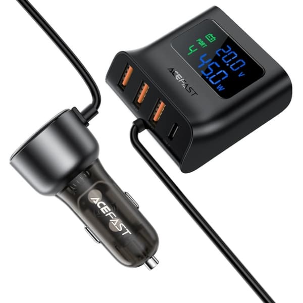 Acefast B11 138W USB-A USB-C biloplader med 6 porte - sort Black