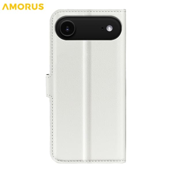 AMORUS iPhone Air Konstläder Plånboksfodral Flipstativ Litchi - Vit Vit