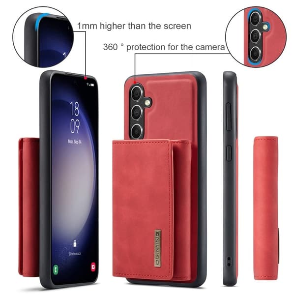DG.MING Samsung Galaxy S23 FE Konstläder Plånboksfodral Röd