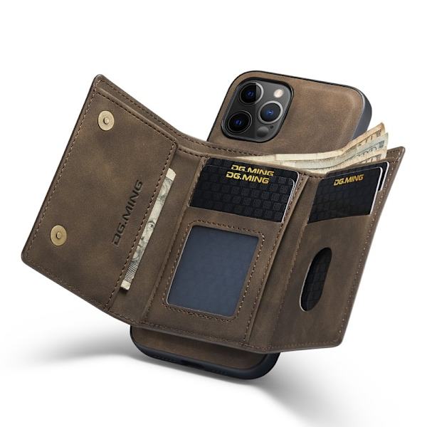 DG.MING M1 Series Plånboksfodral Konstläder för iPhone 13 Pro - Brun