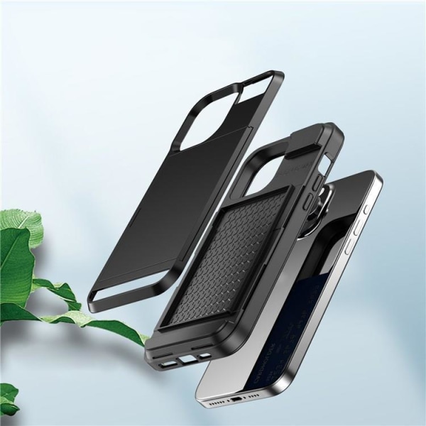 iPhone 15 Pro Mobilskal Korthållare - Svart