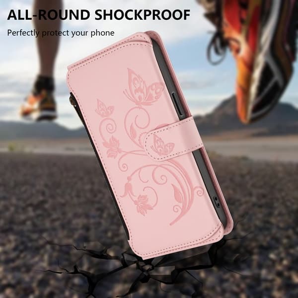 iPhone Air Plånboksfodral Butterfly Floral Imprint - Rosa Rosa
