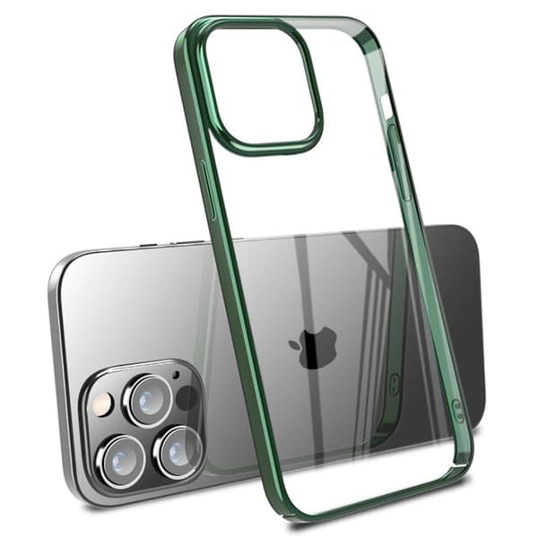 X-LEVEL Mobilskal till iPhone 15 Pro Max Hård PC Klar Bakre Med Ram - Grön