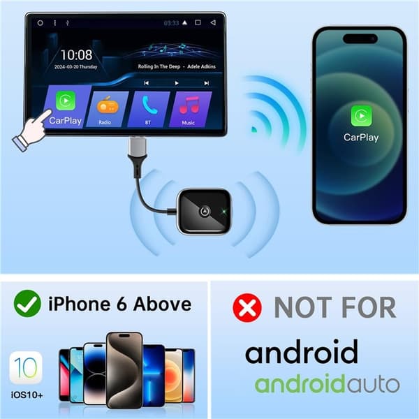 CarPlay Trådbunden Trådlös Adapter Dongle - Svart