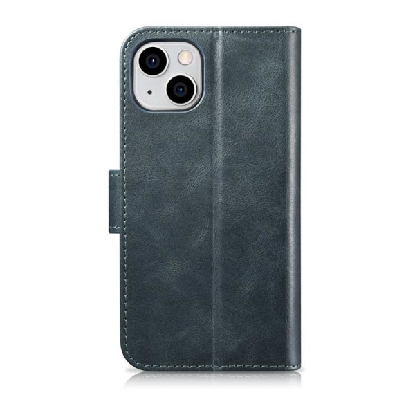 iCarer iPhone 14 Plånboksfodral 2in1 Äkta Läder Anti-RFID - Blå