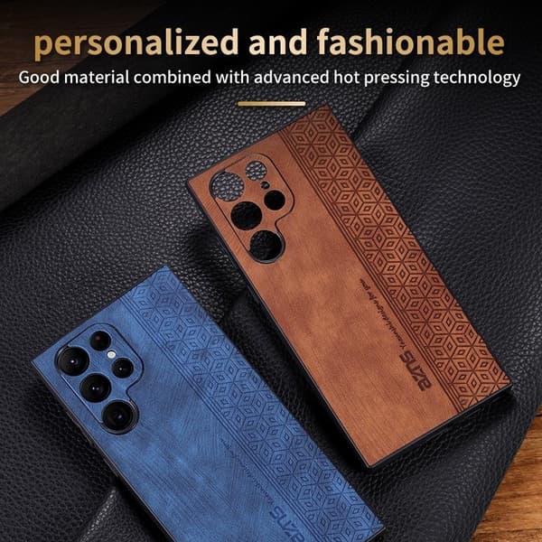 AZNS Samsung Galaxy S22 Ultra Plånboksfodral Konstläder - Brun