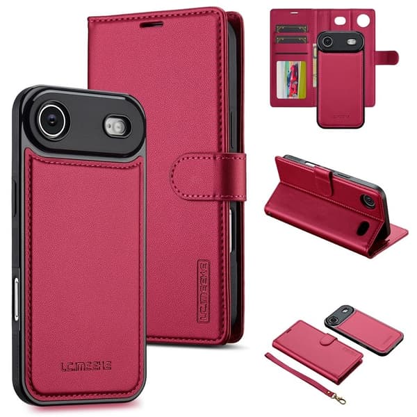 LC.IMEEKE L2 Series iPhone Air Plånboksfodral Konstläder - Röd