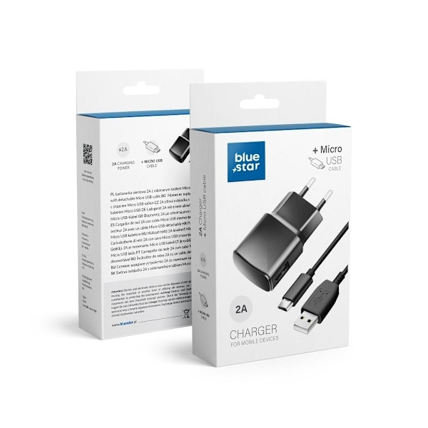 Blue Star Reseladdare MICRO USB UNIVERSAL 2A Blue Star Lite Svart