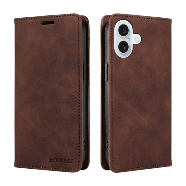 BETOPNICE iPhone 17 Plånboksfodral Konstläder - Brun - RFID Blocking Wallet Brun