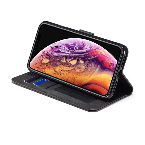 LC.IMEEKE iPhone XR Plånboksfodral i Konstläder - Svart