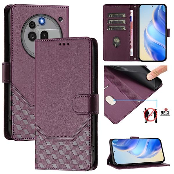 Nothing Phone (3a) Plånboksfodral Imprinted Honeycomb RFID Lila