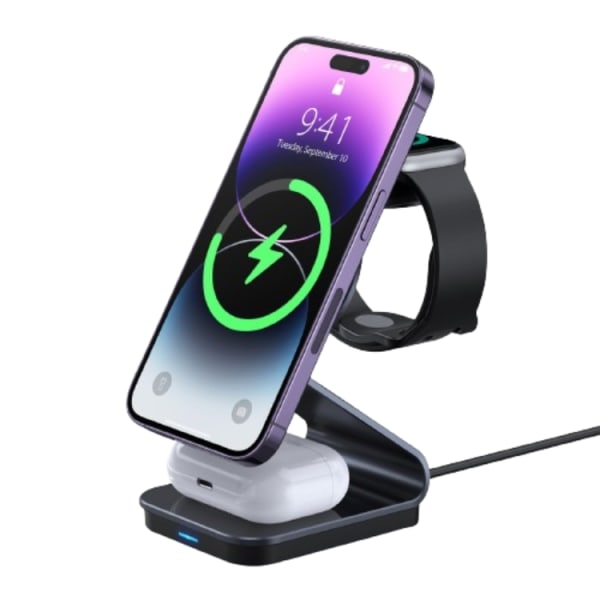Duzzona 3-i-1 Magsafe trådløs oplader iPhone, Apple Watch, Airpo