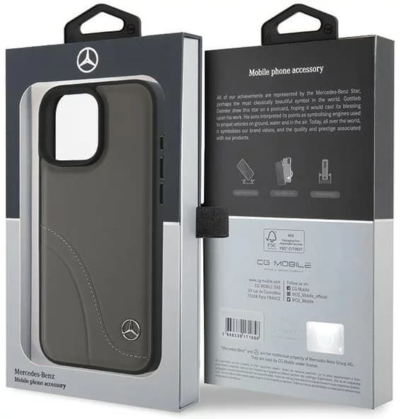 Mercedes Mobilskal till iPhone 16 Pro Max MB Curved Stitches - Brun Brun