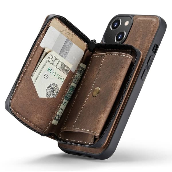 JEEHOOD Mobilskal till iPhone 14 Plus Shockproof KonstLäder Brun