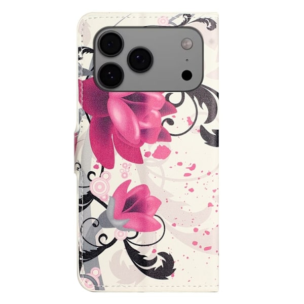 iPhone 17 Pro Plånboksfodral Pattern Print Konstläder - Lotus Rosa
