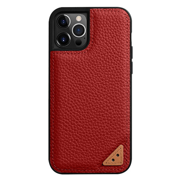 MELKCO Mobilskal för iPhone 13 Pro Äkta läder + Mikrofiber + PC Röd