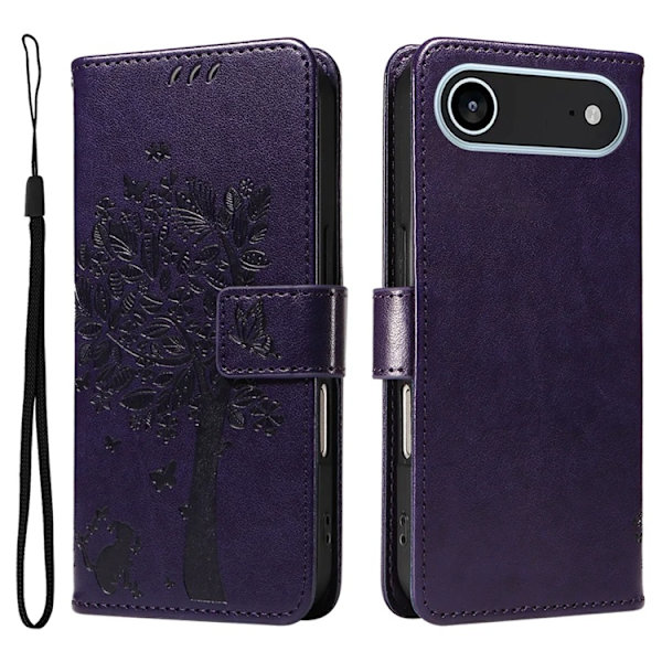 iPhone Air Konstläder Plånboksfodral Tree Pattern - Lila Lila