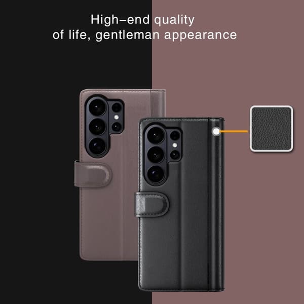 ABEEL Samsung Galaxy S26 Ultra Plånboksfodral Äkta Läder - Brun